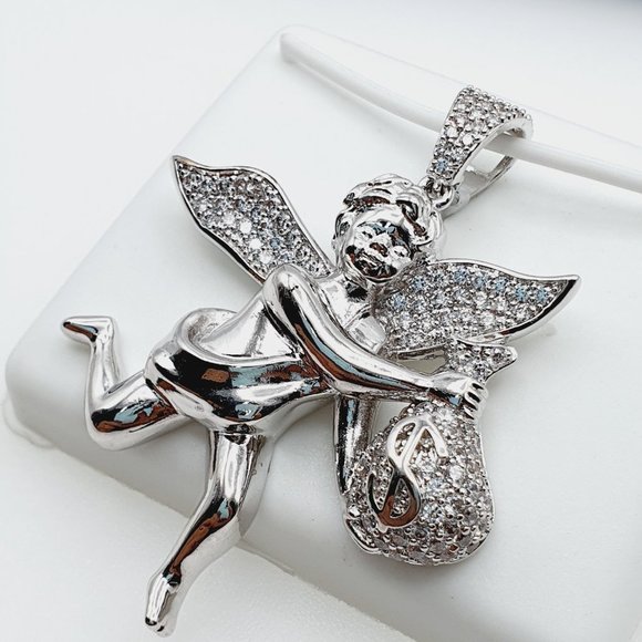 "925 Sterling Silver Plated CZ Pendant, INUS1BR295 - Picture 5 of 9